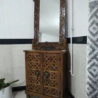 جاکفشی و آینه چوبی  طرح گره چینی