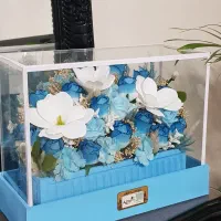 باکس گل شیشه ای نو با گل خارجی