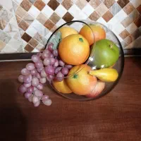 گلدان طلایی شمعدان کریستال گل بامبو و میوه مصنوعی