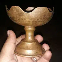 جام مسی قدیمی و عتیقه باچاقودسته شکار دوتیغ