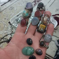 انگشترهای  آبکاری شده سنگ اصل عقیق تراش خودم