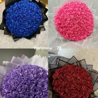 دسته گل پروانه ای و رز روبانی و بوکت خرسی