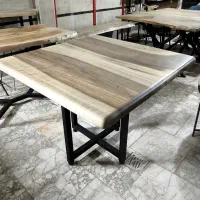 میز نهارخوری روستیک چهار نفره چوب گردو و فلز