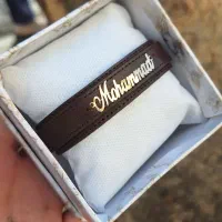 دستبندچرم طلا محمد پلاک طلا محمد  اسم محمد