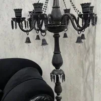دو عدد لوستر ۶ شعله باکارات مشکی به همراه آباژور