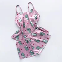 ست تاپ و شورتک ساتن زنانه
