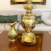 سرویس سماور ذغالی برنجی اصل سیاه قلم