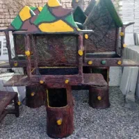 باربیکیو نیمکت بتنی طرح چوب