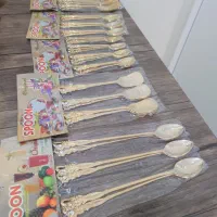 قاشق شربت،چایخوری،بستنی خوری و چنگال طلایی نگینی
