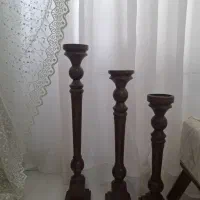سه عددجا شمعی چوبی