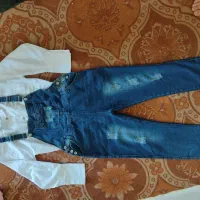 شلوار پیش بندی با شومیز سفید سایز 40تا 42