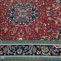 فرش 6 متری طرح سنتی  آبی فیروزه ای و زرشکی