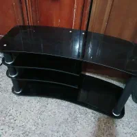 کمد چوب گردو و میز تلویزیون دودی و چوبی