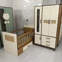 سرویس چوب سیسمونی کمد ۳درب تخت نوزادی گهواره حصیری