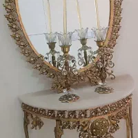 کنسول آینه و شمعدان برنز