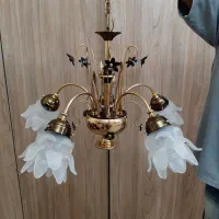 لوستر برنجی یا برنزی ۵ شاخه درحد نو تکمیل