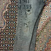شلوار جین طوسی دمپا زیپ زاپدار مردانه
