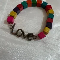 دستبند دخترونه  لاو رنگی رنگی چوبی