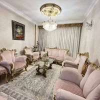 مبل استیل صدفی ۹نفره چوب راش تشک دوبل