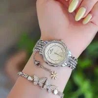 ست زیبای دسبند و ساعت زنانه ی نگین دار