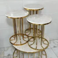 میز جلو مبلی و عسلی میز پذیرایی فلزی ۴ تکه