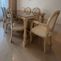 میز‌ ناهار خوری مدل فرانسوی ۱۰ نفره با صندلی