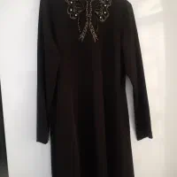 مانتو مشکی کار شده سایز ۴۰،۴۲