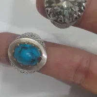 انگشتر  نقره جواهراتی موزانایت وفیروزه نیشاپور