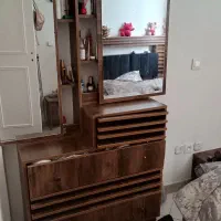فروش تخت و تشک و دراور  ست همراه دو عدد پاتختی
