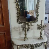 آینه و شمعدان برنز سنگین
