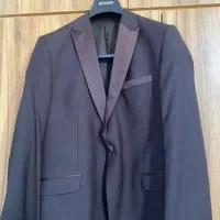 کت و شلوار قهوه ای با یقه آرشال