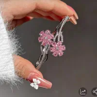 دستبند بنگل طرح شکوفه گیلاس بدلیجات