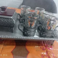 سینی و استکان و قندان