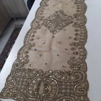 رومیزی سه تکه و رانر حریر سنگ دوزی نو نو|پرده، رانر، رومیزی|تهران, نواب|دیوار
