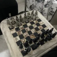 میز شطرنج قدیمی سنگ مرمر