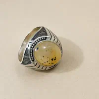 انگشتر مردانه نقره ۹۲۵ با نگین عقیق شجر