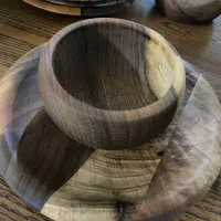 پیش دستی و پیاله چوب گردو