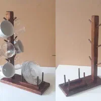 استند استکان و نعلبکی و وسایل چوبی