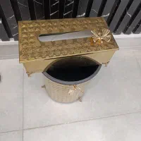 سرویس دستمال کاغذی و سطل آشغال برنج