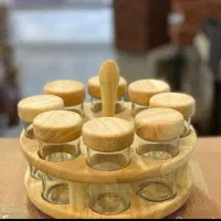 جا ادویه چرخشی چوبی