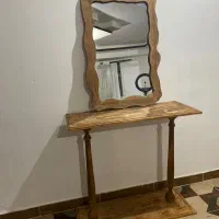 ست کنسول و آینه چوبی پایه خراطی شده