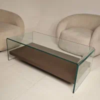 میز جلومبلی شیشه ای با شلف چوبی - خرید از تولیدی