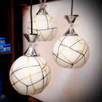 آکبند لوستر آویز سه شعله حباب 18 نواری