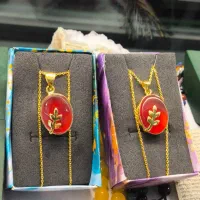 گردنبند طلاروس و نقره عقیق
