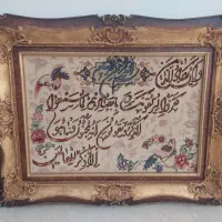 تابلو فرش دستبافت چله ابریشمی و گل های ابریشمی