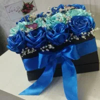 دسته گل و باکس روبانی