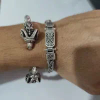دستبند وزنجیر نقره کار دست