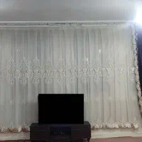 پرده مخمل سلطنتی بنفش با زیر پرده توری