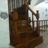 دوبلکس چوبی، کف پله چوبی، نرده خم ،کاور چوب