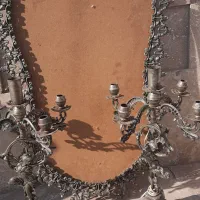 آینه شمعدان قدیمی برنجی